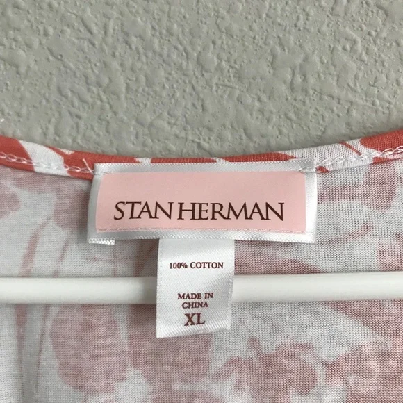 Stan Herman Printed Knit Jersey Square Neck Maxi Dress - Coral (sz XL) A476031 - Picture 3 of 5